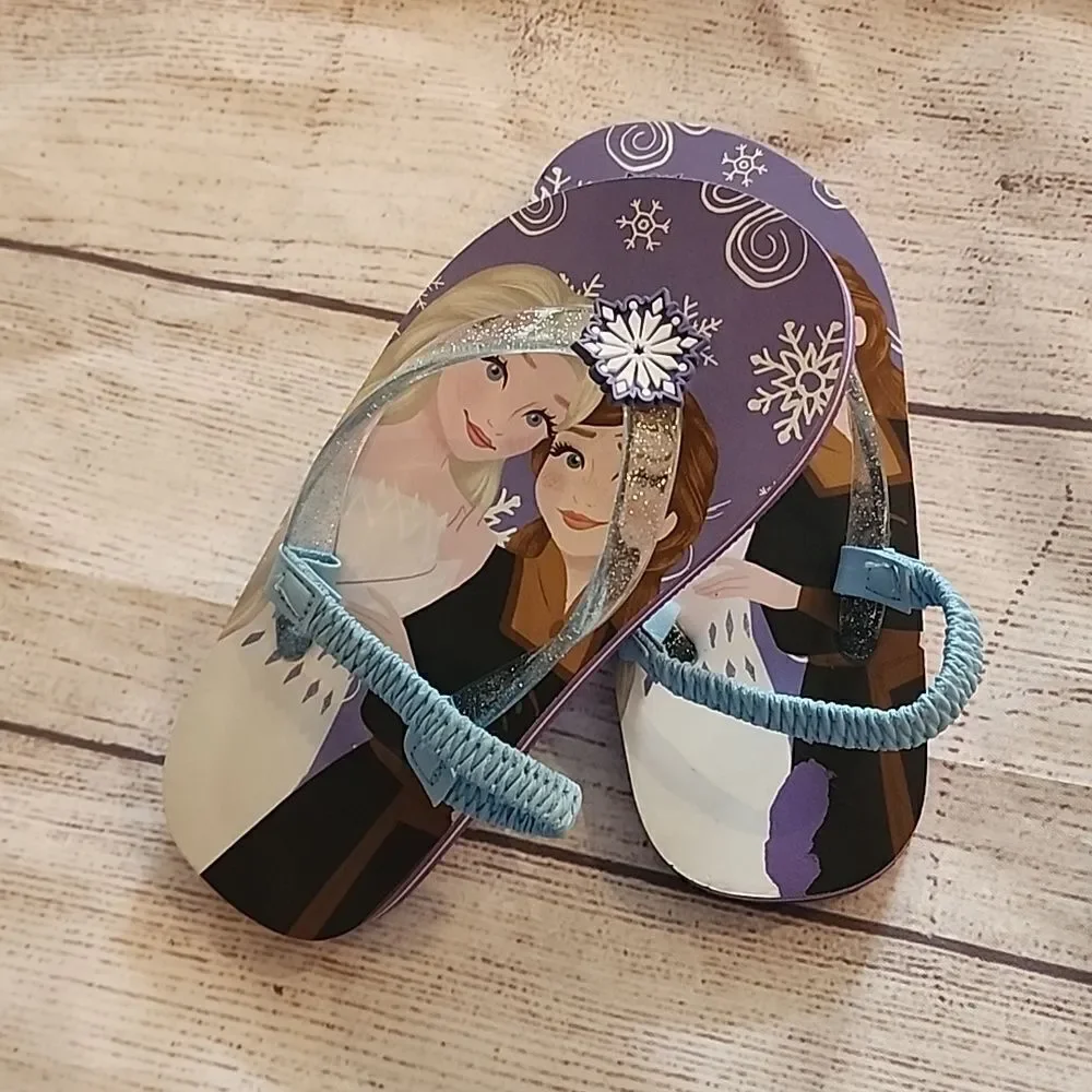 Disney Frozen flip flops size 9/10